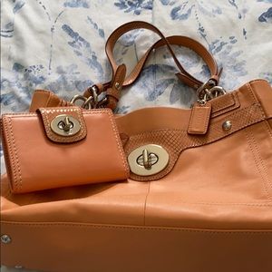 Peach Coach Handbag & Wallet Combo